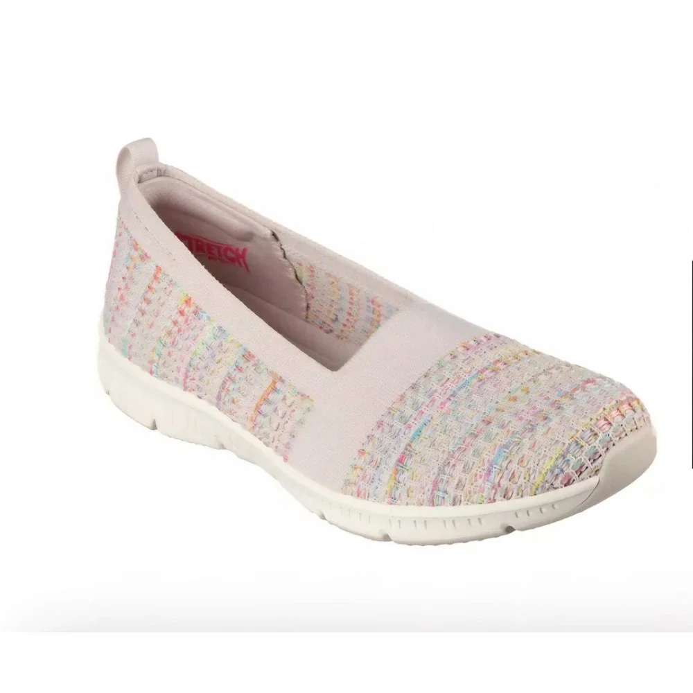 Skechers Active Be Cool 9.5 Slip On Walking Shoes Pink Multi Confetti Woven NEW